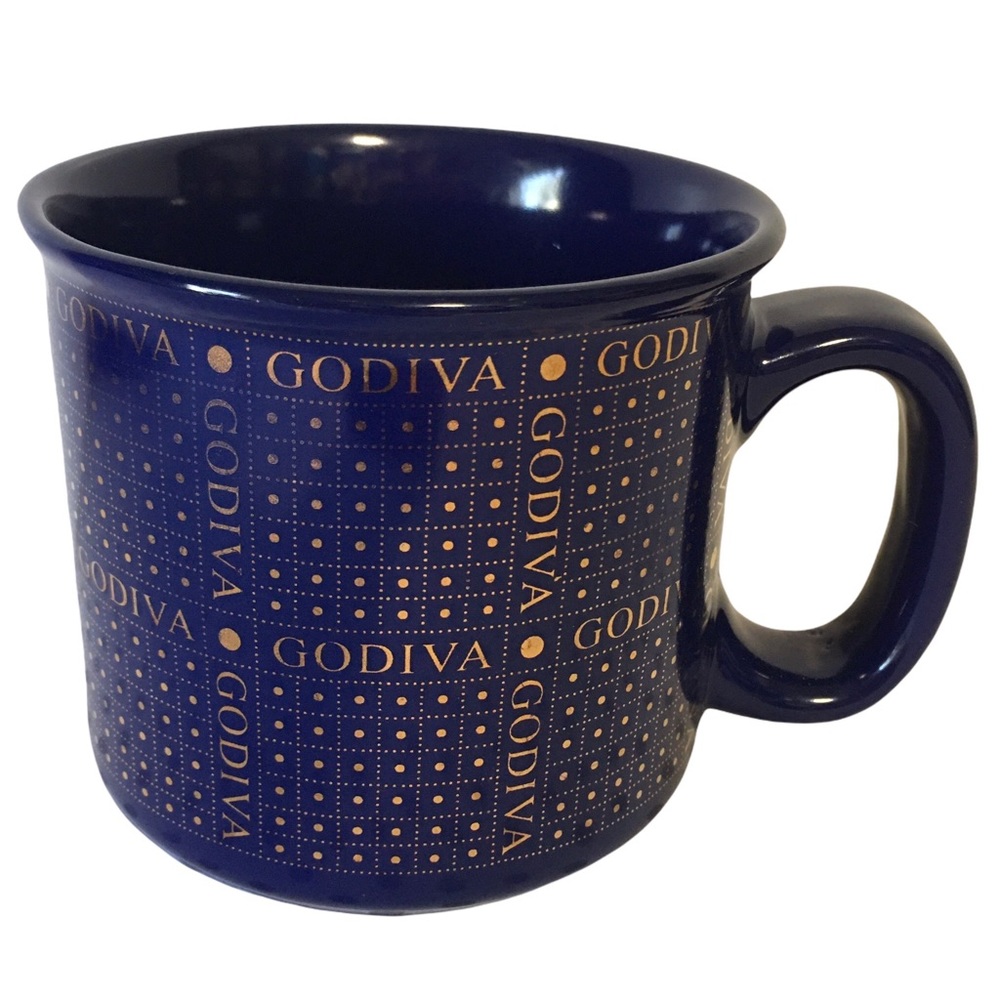 Lg Mug cup GODIVA EUC Blue & Gold